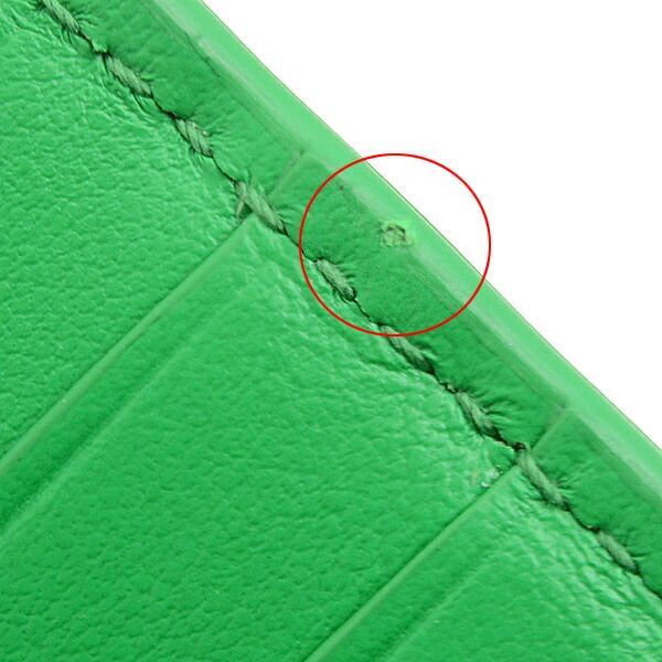 美品✨ボッテガヴェネタ 二つ折り財布 マキシイントレチャート グリーン レザー BOTTEGA VENETA ボッテガ ヴェネタ マキシイントレチャート スモール