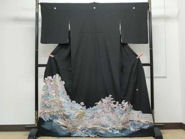 平和屋着物●本加賀友禅作家 村田幸司 黒留袖 人物風景文 暈し染め 正絹 CAAX3131th