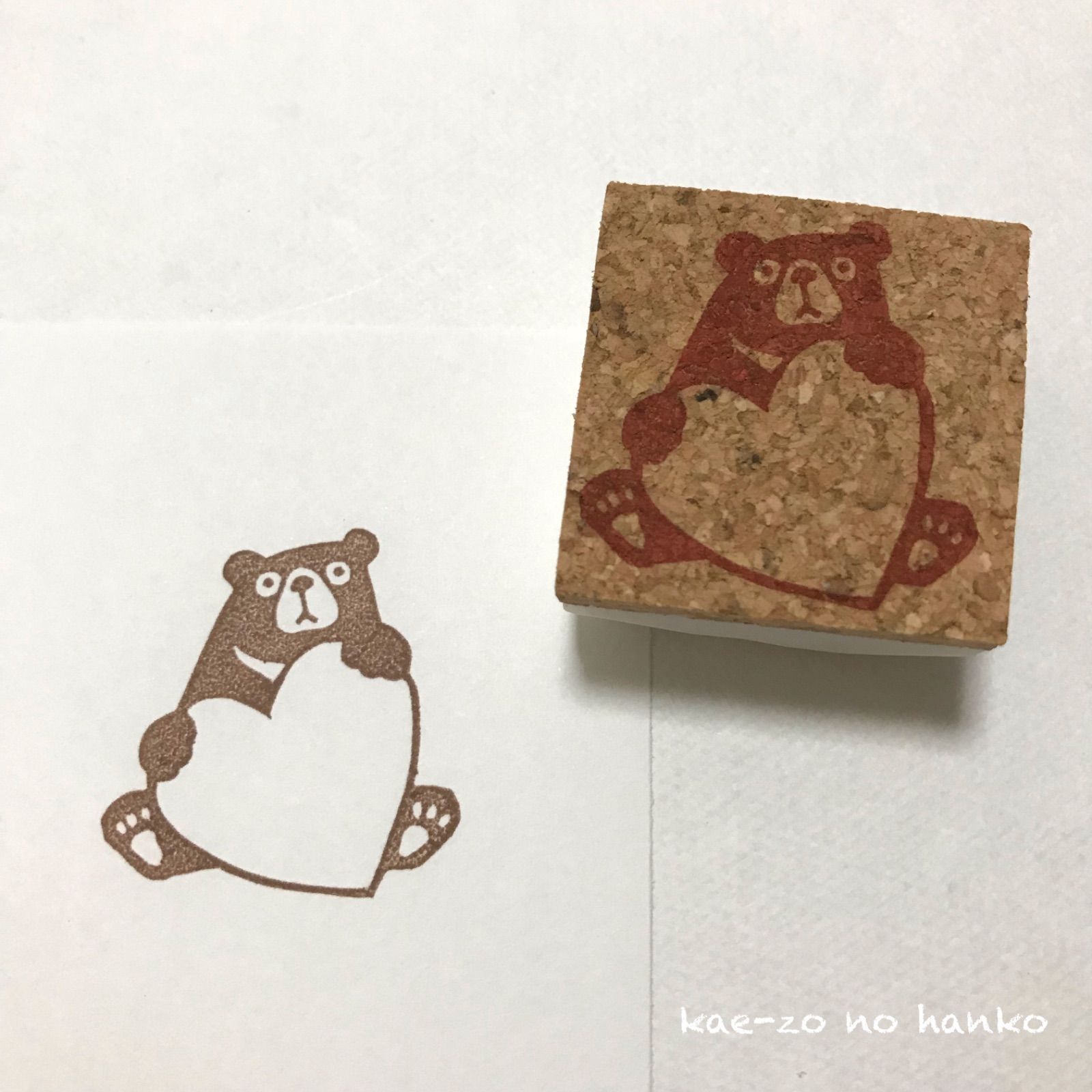 消しゴムはんこNo.192  くまちゃんとカモメ 消しゴムはんこ くまちゃんとカモメ