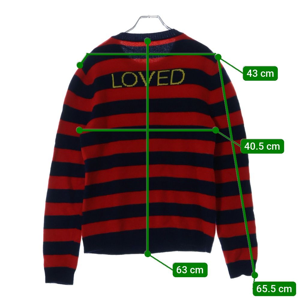 GUCCI ストライプ 長袖セーター 蜂刺繍 LOVED GUCCI (グッチ) Loved Bee ラブ ビー 蜂 ボーダー総柄 ウール