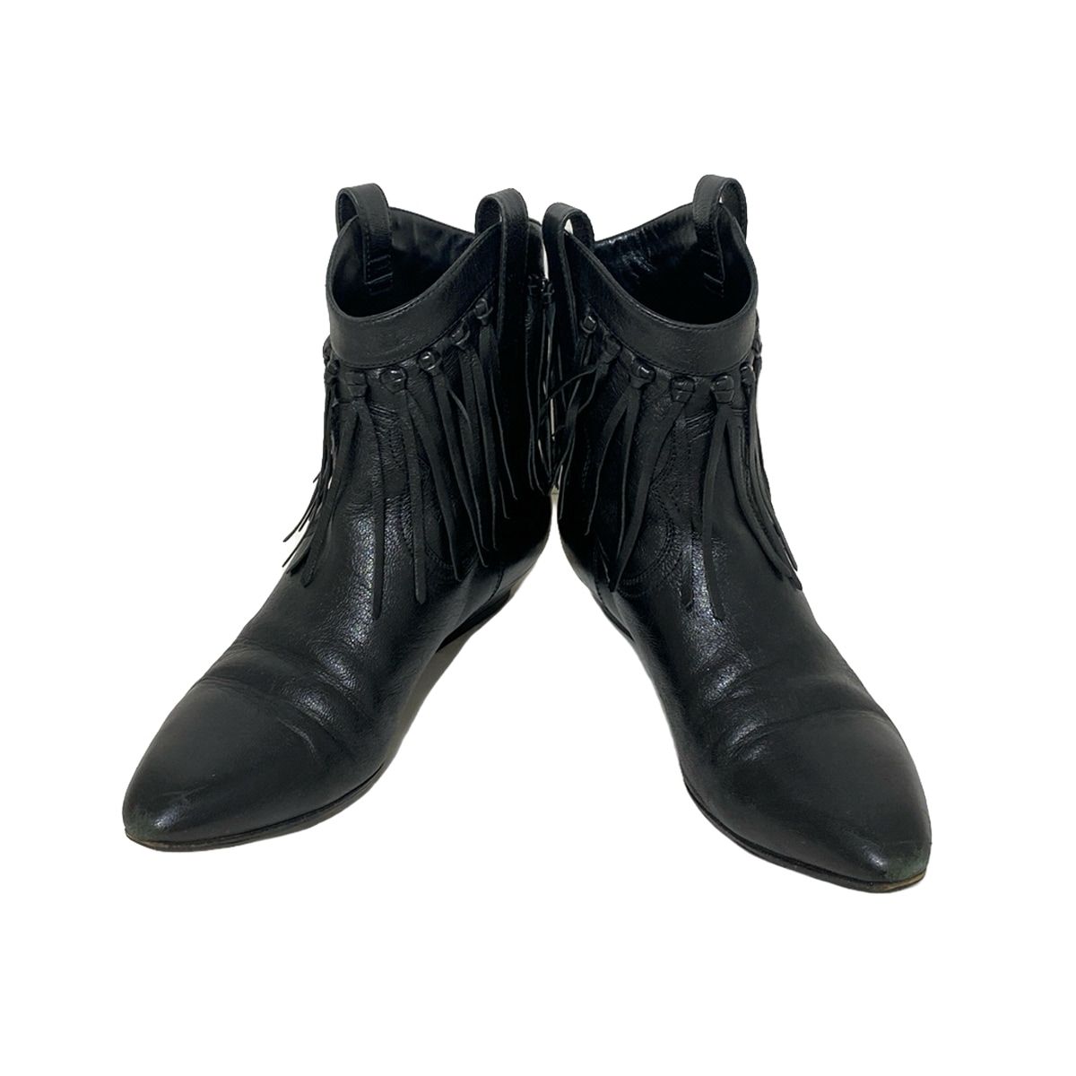 SAINT LAURENT サンローラン レディースショートブーツ 美品 美品◎SAINT LAURENT サンローラン 353878 スタッズ付き レザー