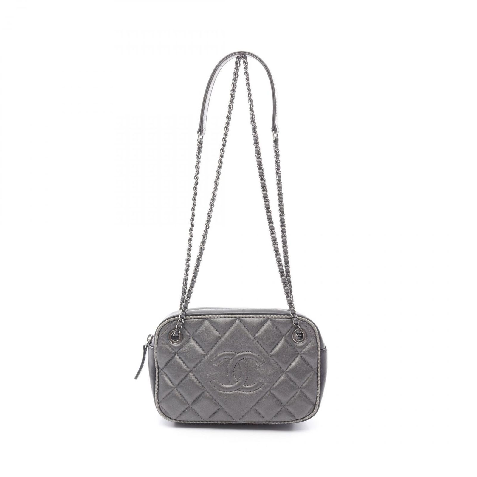 CHANEL ロゴプリント ショルダーバッグ グレー シャネル CHANEL ショルダーバッグ ココマーク シルバーグレー