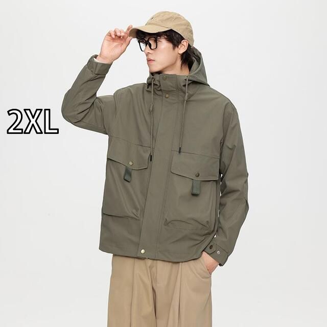 2XL 秋冬 コーデ メンズ 服 シンプル ファッション オシャレ 大人 かっこいい 大きいサイズ ストリート 紳士服 マウンテン アウトドア ワーク ジャケット アメリカン フード付き 防風