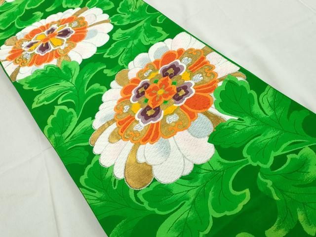 平和屋着物◎六通柄袋帯 唐織 草花文 金銀糸 正絹 逸品