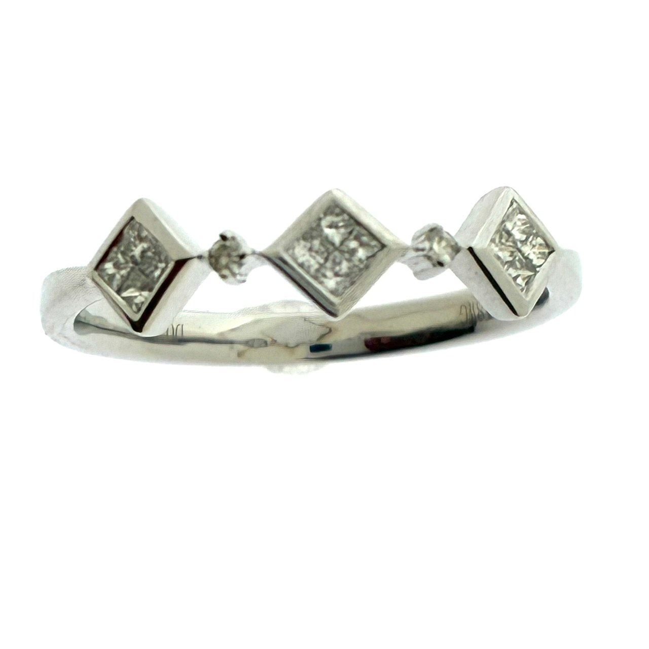 仕上済み K18WG 天然 ダイヤモンド リング D 0.15ct キューブ ミステリーセッティング 指輪 ホワイトゴールド ♯0205010064