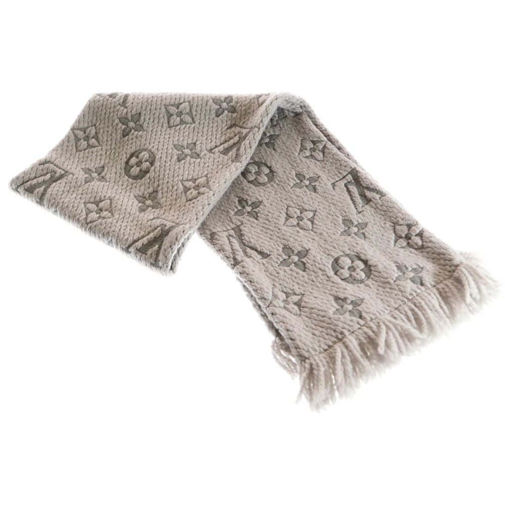 LOUIS VUITTON ルイヴィトン エシャルプ ロゴマニア モノグラム マフラー ウール×シルク グレー M74742
