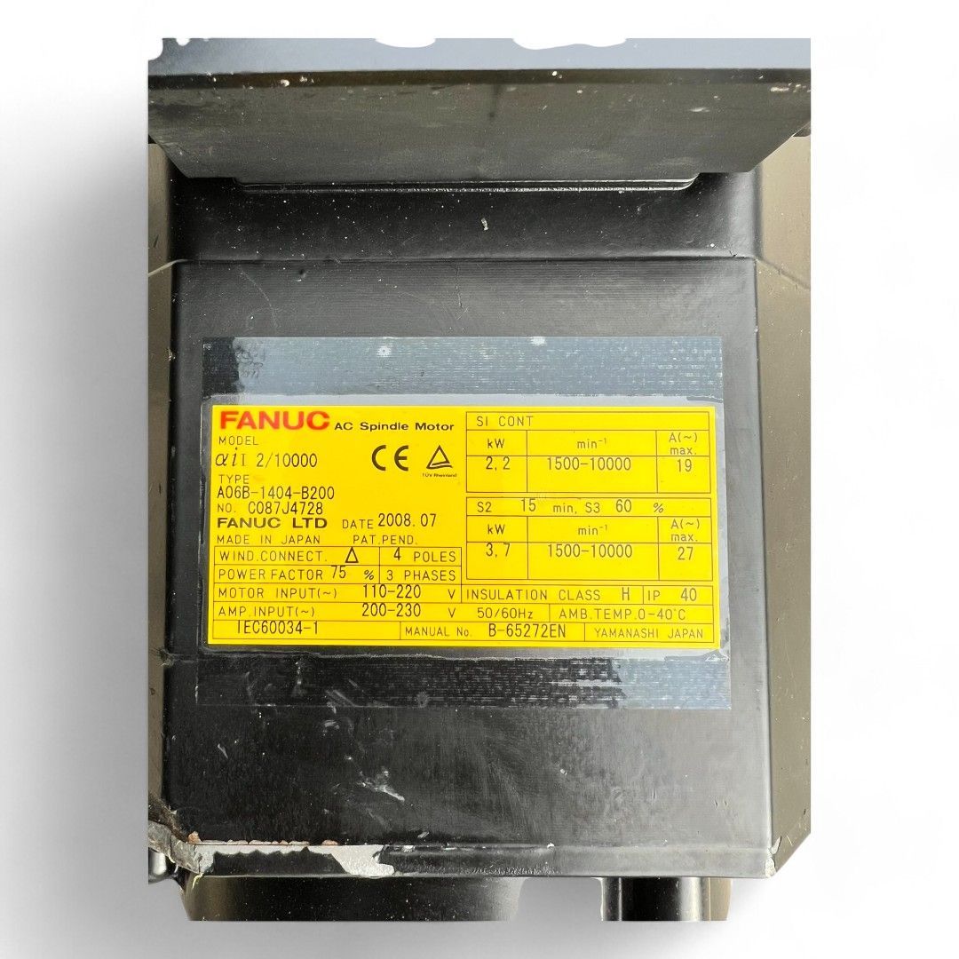 FANUC ファナック AC スピンドルモーター αiI 2/10000 A06B-1404-B200 - メルカリ