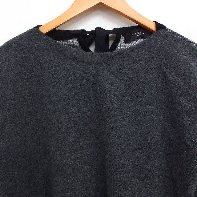 サクラ SACRA バックリボン レース ニット セーター 7分袖