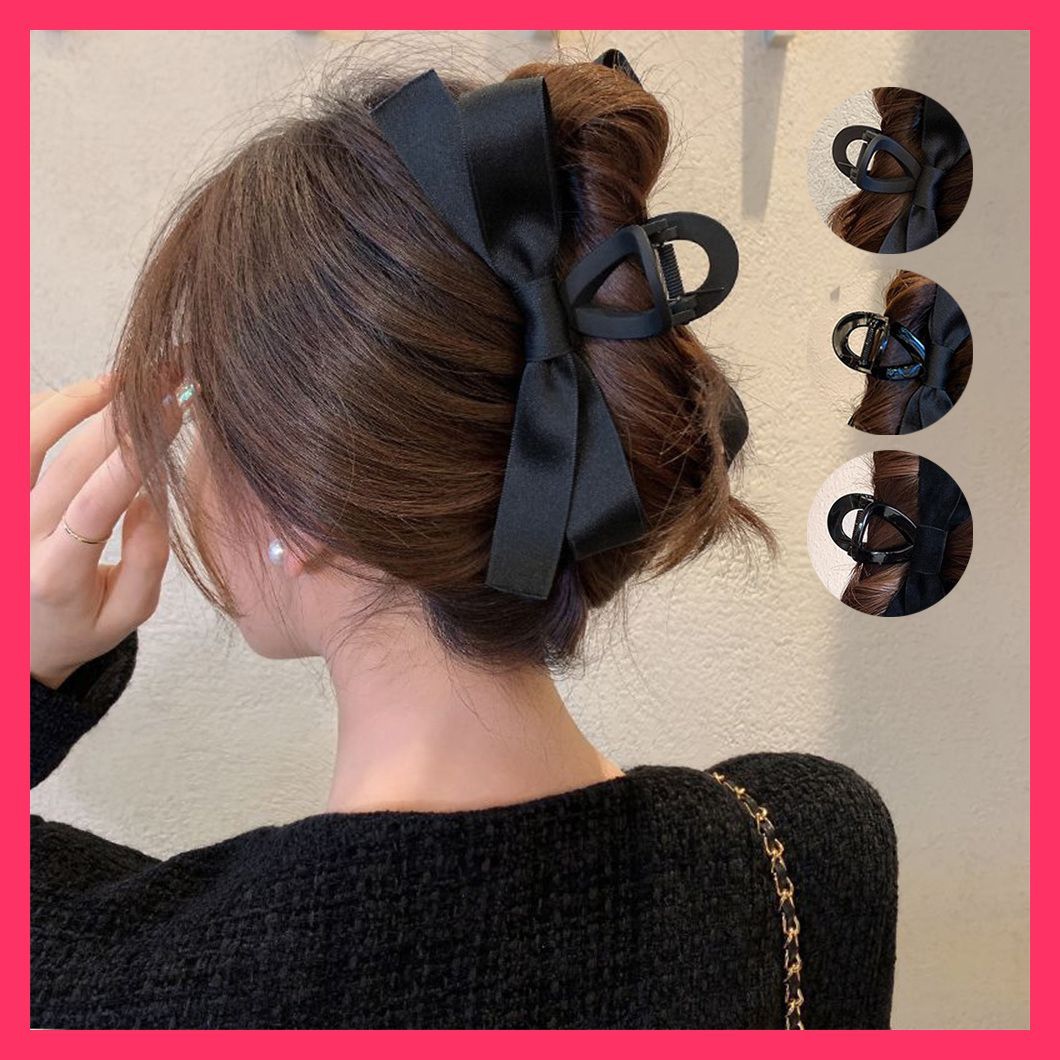 CELINE★ル ソワール リボン ヘアクリップ ヘアアクセ black リボン ヘアクリップ ヘアピン ブラック ヘアアクセ リボン