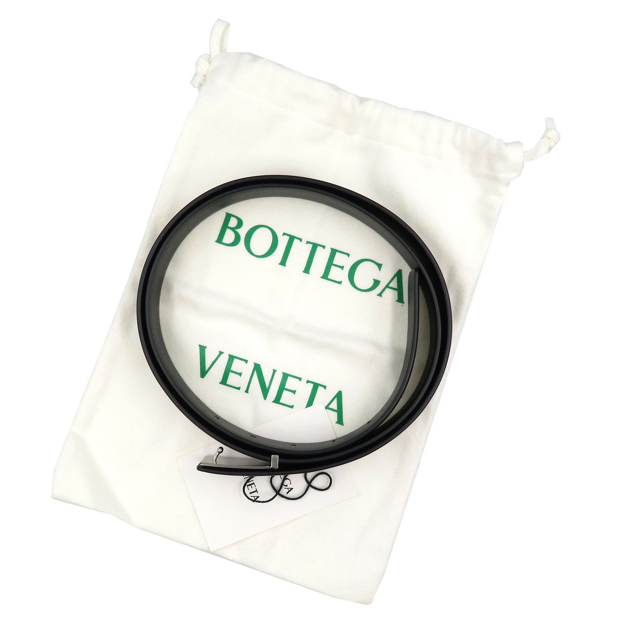 未使用 ボッテガヴェネタ 587092 110㎝ 44INカーフ メタル シルバー金具 ブラック 黒 0074 BOTTEGA VENETA