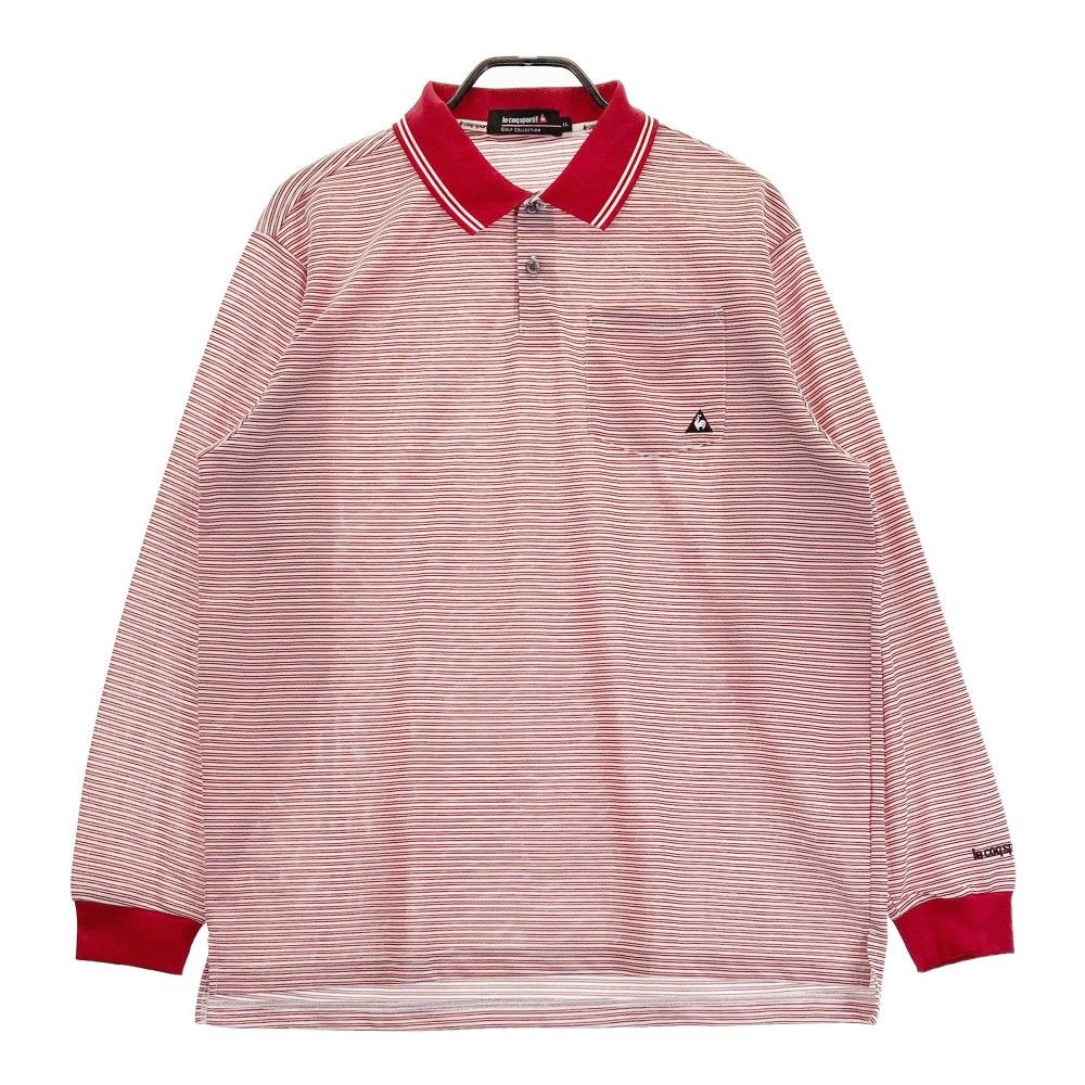 サイズ：LL LECOQ GOLF ルコックゴルフ  長袖ポロシャツ ボーダー柄 レッド系 [240101212732]# ゴルフウェア メンズ