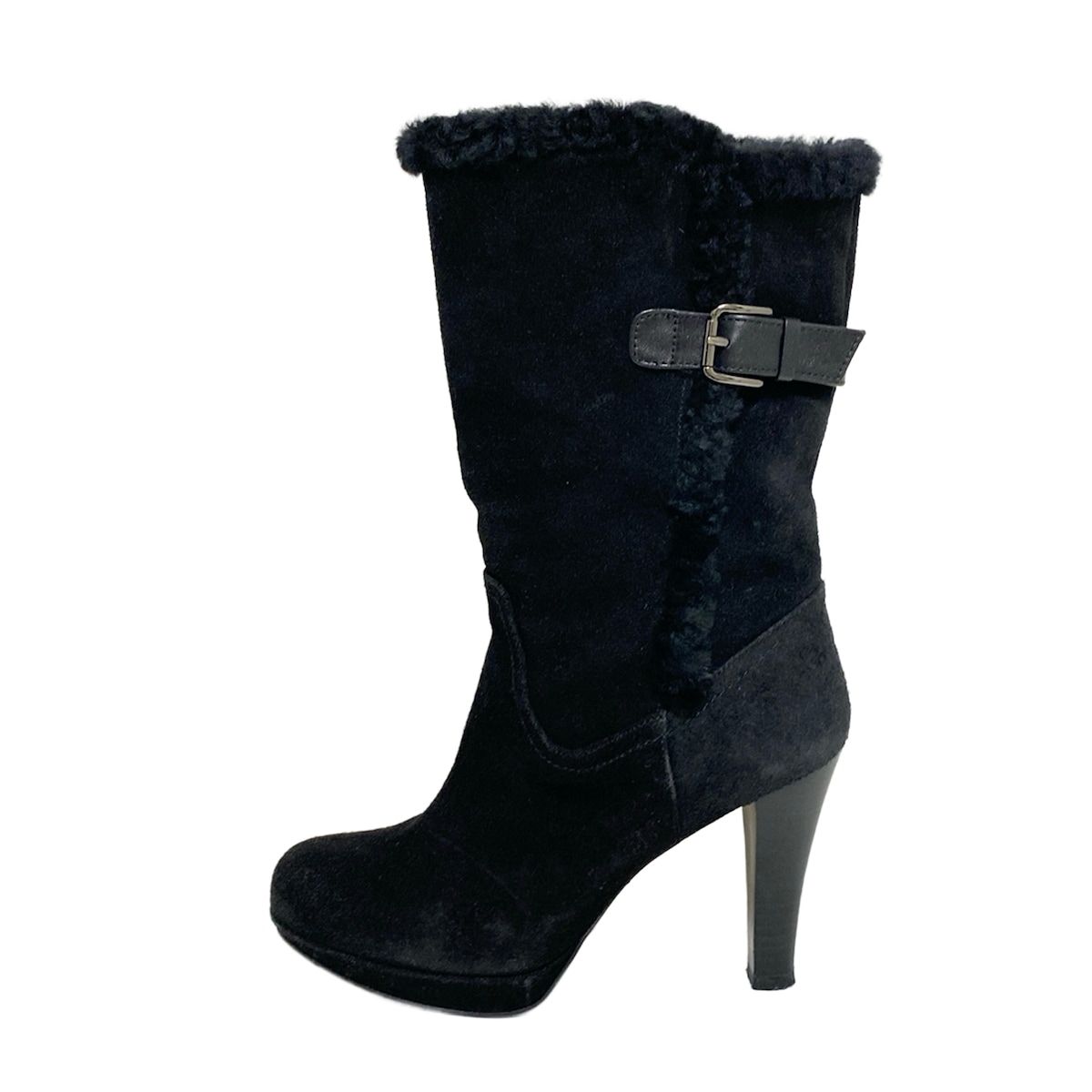 DIANA ダイアナ ショートブーツ 23 レディース - 黒 ファー