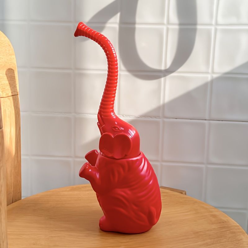 トイレブラシセット プラスチック ホルダー付き 動物 鼻を伸ばすゾウ バスルーム トイレ クリーニング 掃除用具 可愛い ポップ アメリカン シック 北欧 黒 白 赤