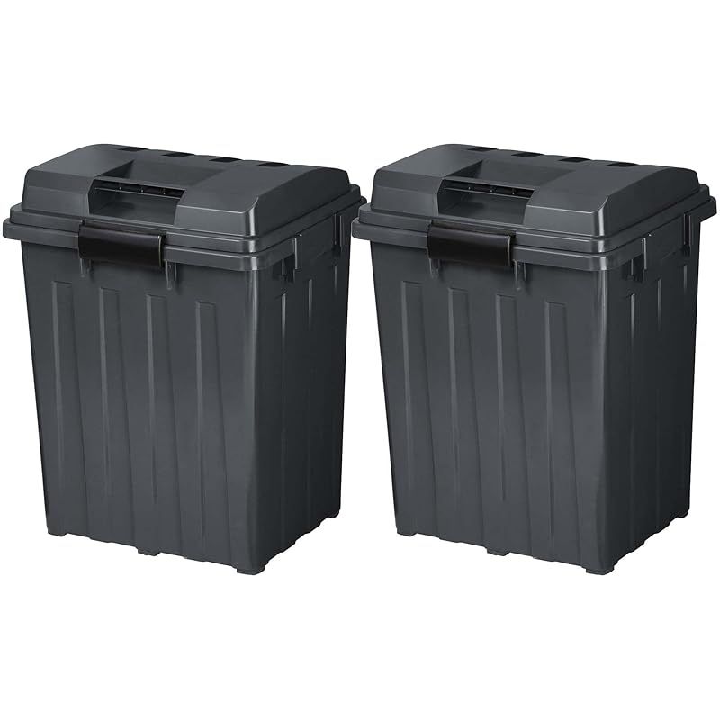 .co.jp 新輝合成 トンボ ゴミ箱 連結 ハンドル付 蓋付き 分別 70リットル チャコールブラック 2個セット 幅49×奥行41.5×高さ62cm 丈夫 屋外 ベランダ 大きい アウトドア 日本製