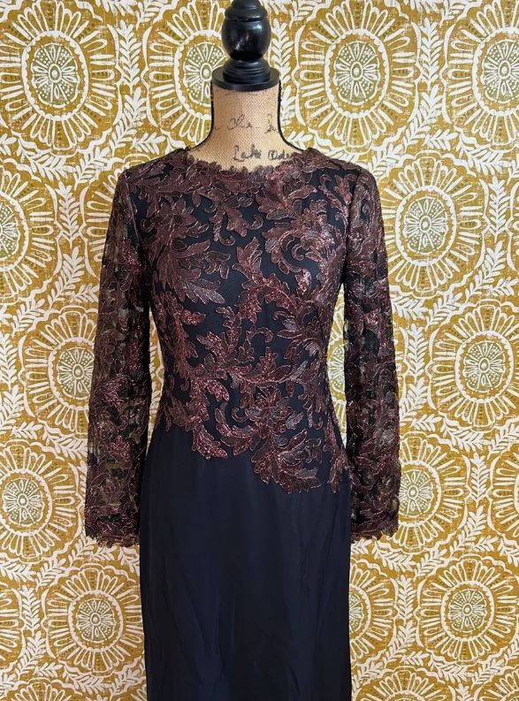 新品】タダシショウジ US2 美しいブラックのロングレースドレス - メルカリ 