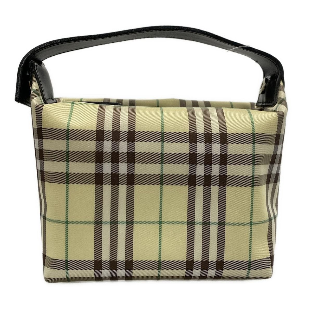 Burberry LONDON バーバリーロンドン ポーチ ライトイエロー×ダークブラウン×マルチ チェック柄 レザー
