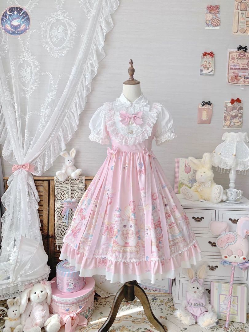 ♥ ネコちゃん柄ジャンパースカート♪女子会にぴったりロリータファッション