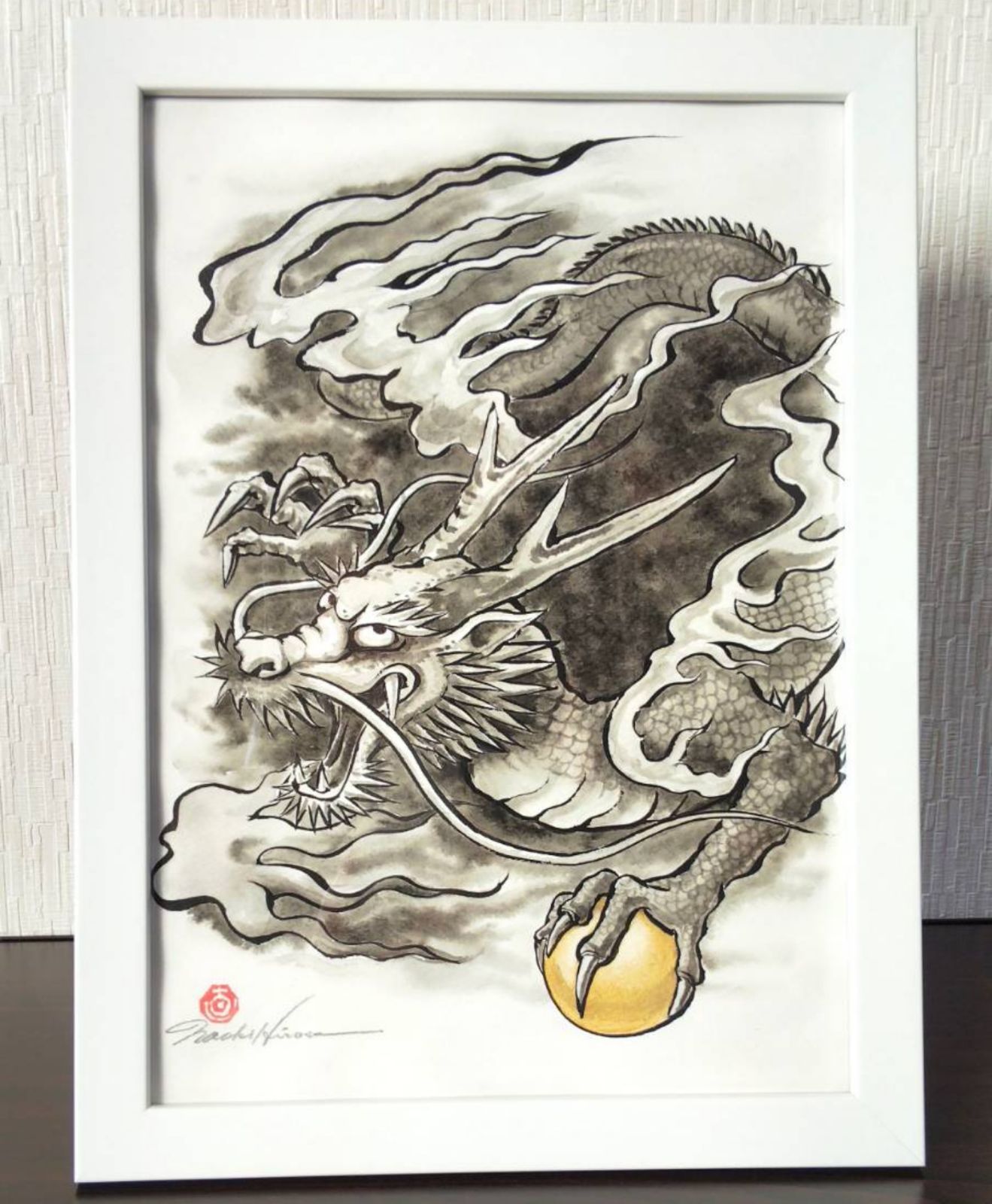 龍と鳳凰の水彩画