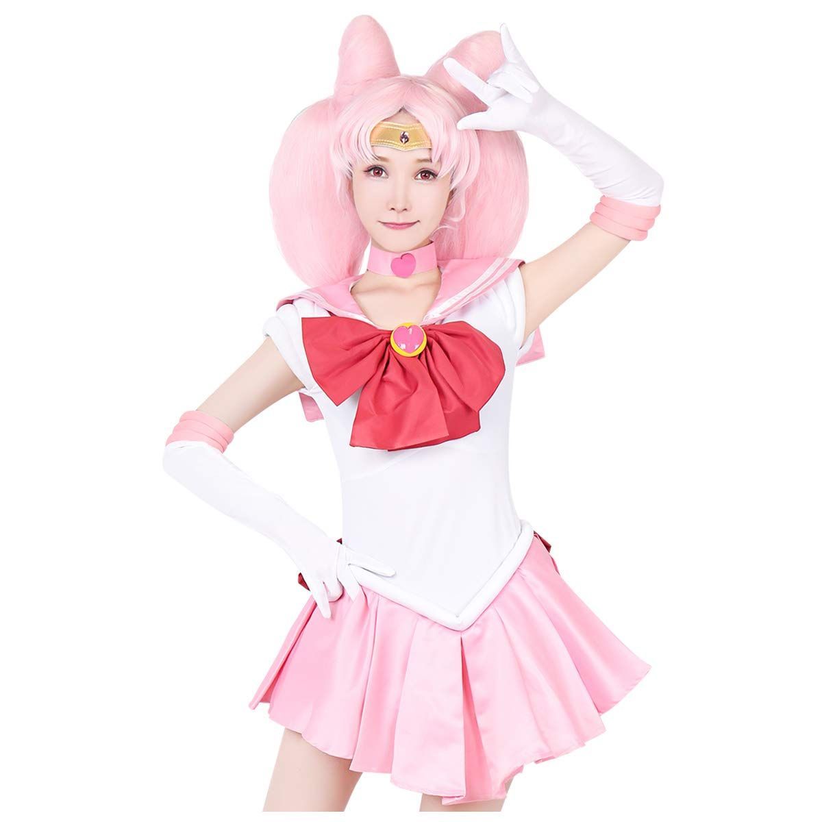富士達 セーラームーン コスプレ 衣装 セット レオタード の様な収縮性ある生地使用 ワンピースタイプ 大きいサイズ 男性 S～Mサイズ相当 3L セーラーちびムーン ちびうさ ISHO-183LCHIBIUSA