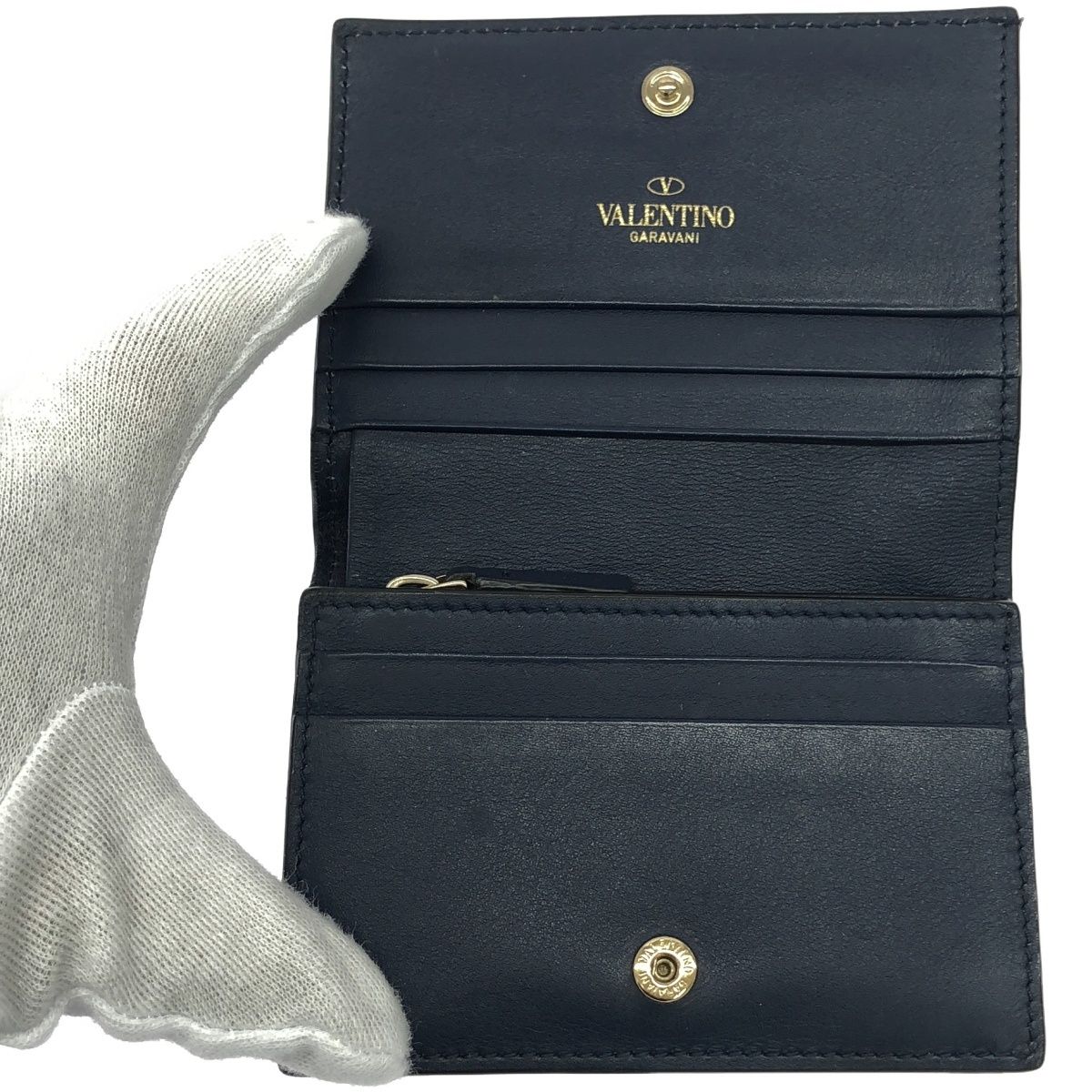 VALENTINO ヴァレンティノ ロゴプリント2つ折りミニウォレット 財布 