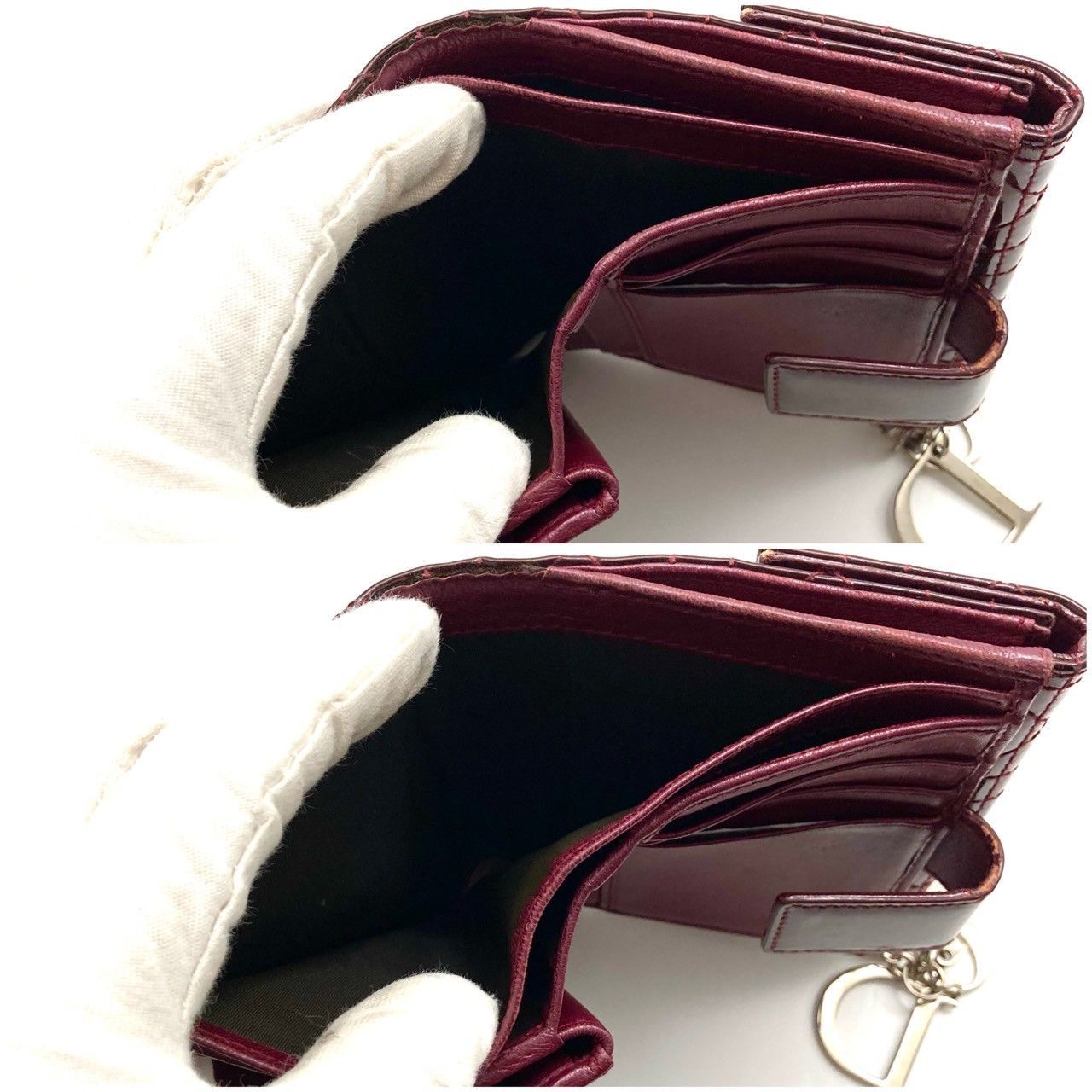 クリスチャンディオール 二つ折り財布 折り財布 レザー ボルドー 70728  