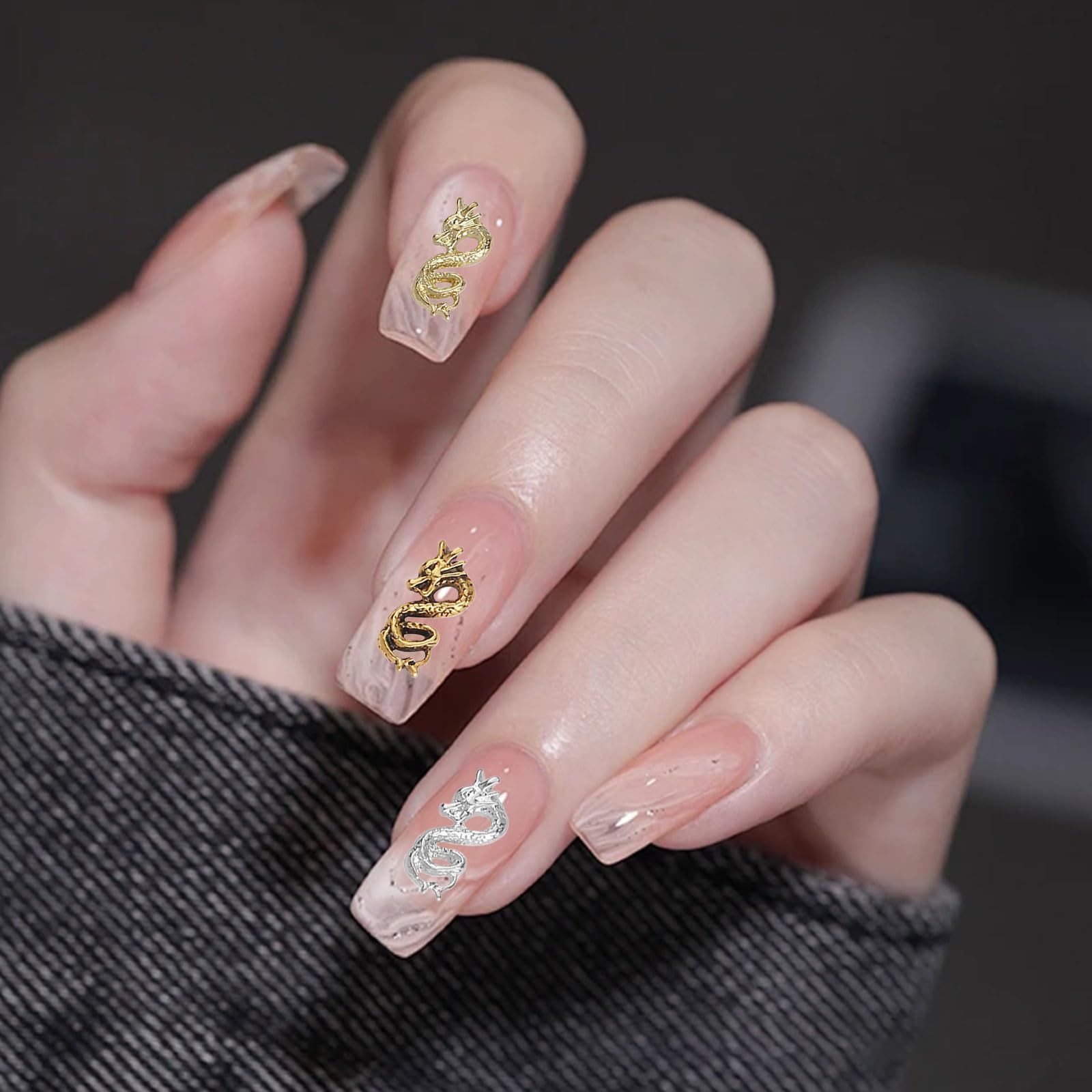 新品未開封】 ゴールド アクセサリー ネイル シルバー 龍 メタル