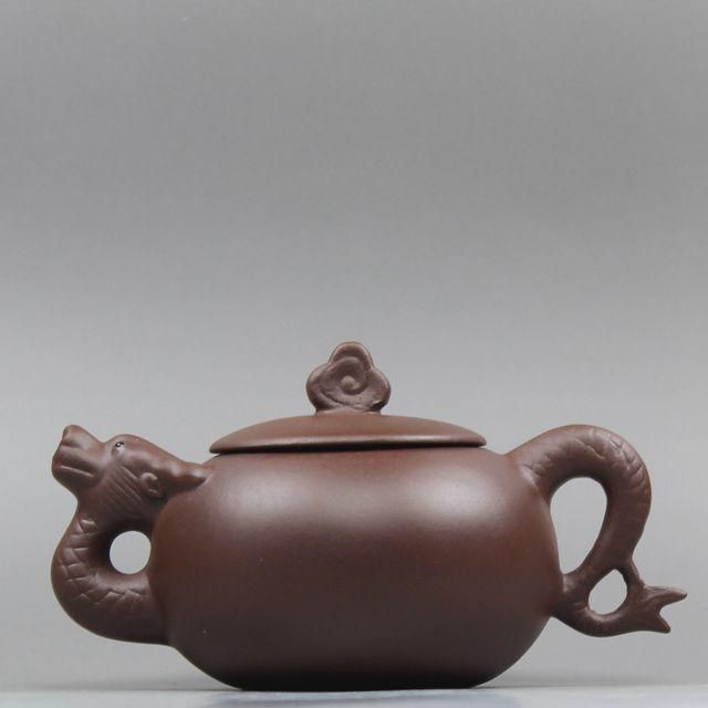 龍鳳紫砂壺  中国宜興  紫泥急須・茶壺・茶道具 宜興紫砂壺・石瓢壺(徐玉鳳・赤茶) 100ml（中国茶器の茶壺・急須