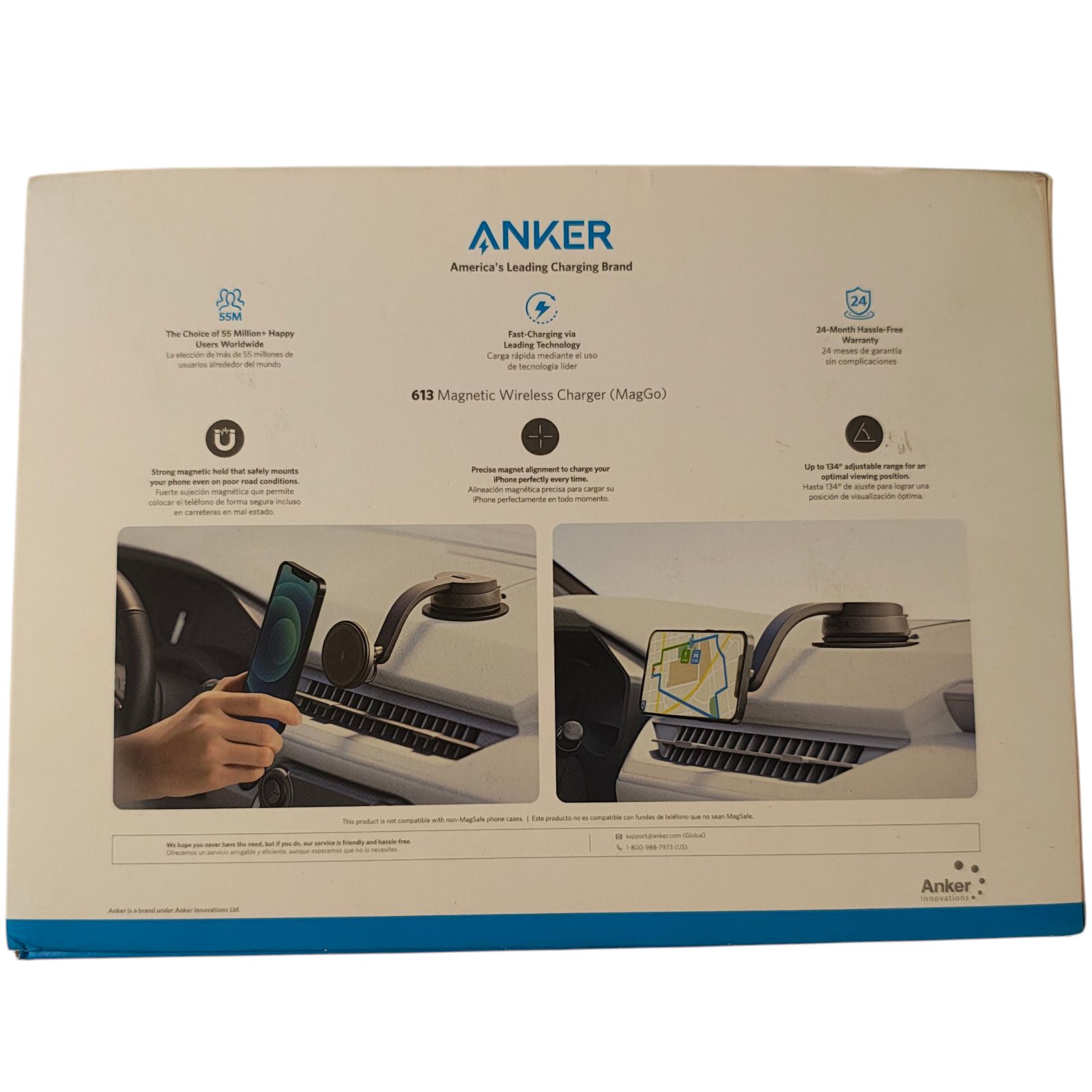 WJ46 Anker 613 Magnetic Wireless Charger MagGo マグネット式車載ホルダー カーチャージャー付属 ワイヤレス出力 7.5W MagSafe対応iPhoneシリーズ