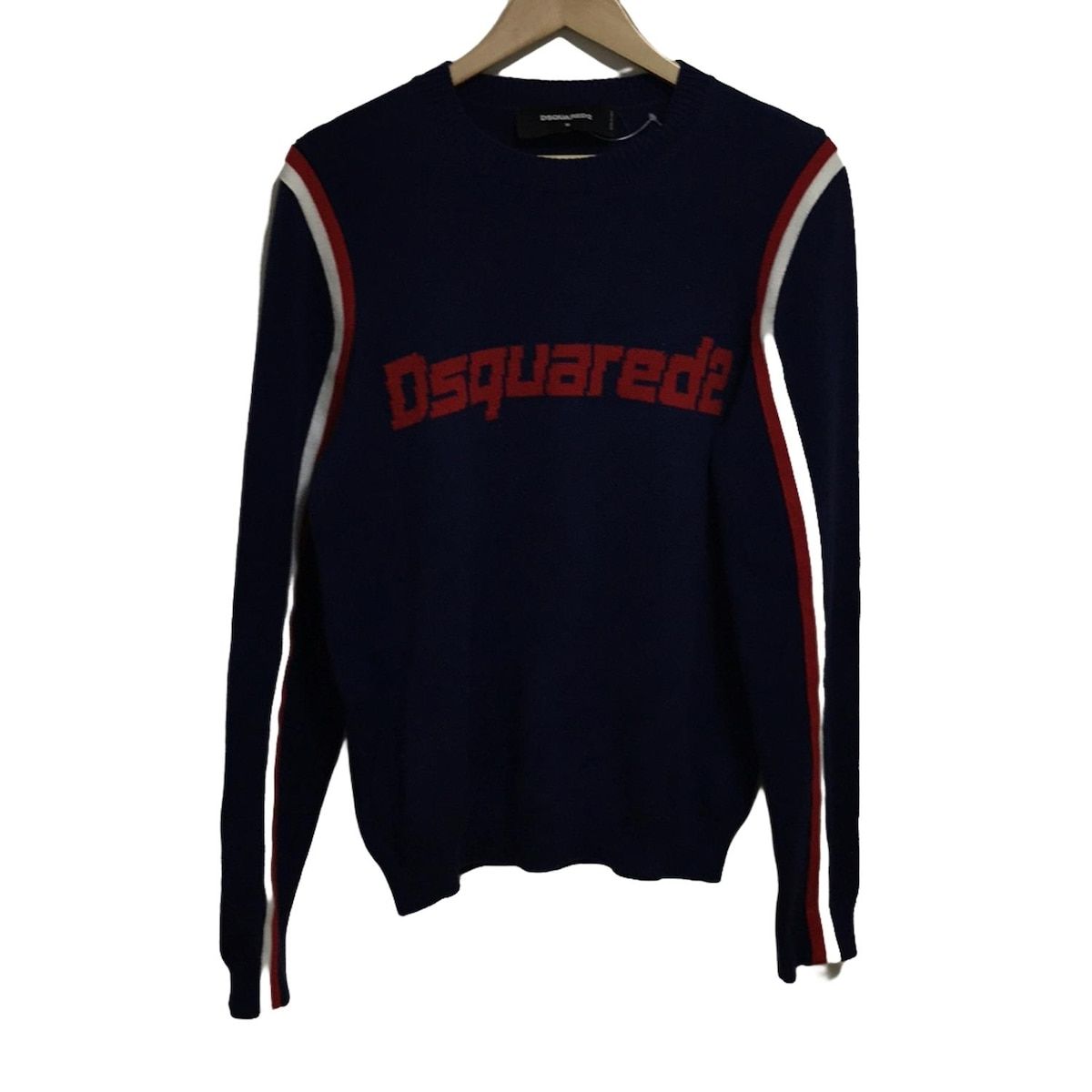 DSQUARED2 ディースクエアード 長袖セーター サイズM メンズ - ネイビー×レッド×白 クルーネック