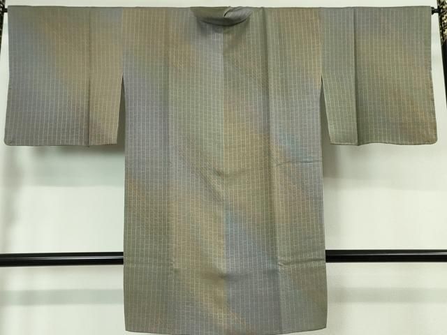 平和屋本店□極上 道中着 ロング丈 お召地 格子地紋 暈し染め 逸品 未