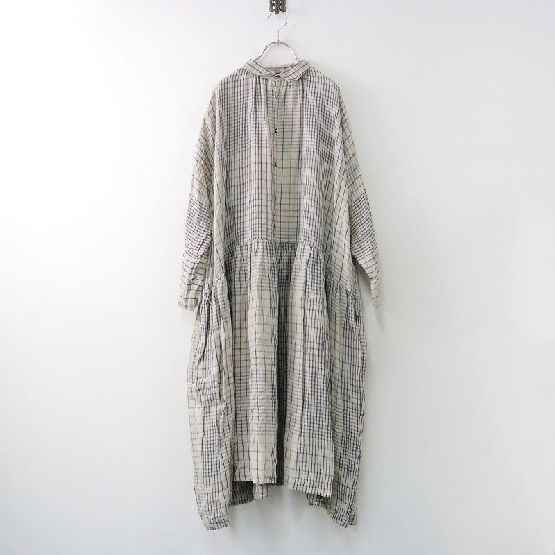 美品 イチアンティークス リネン100％ チェック ワンピース 美品 イチアンティークス リネン100％ チェック ワンピース ICHI