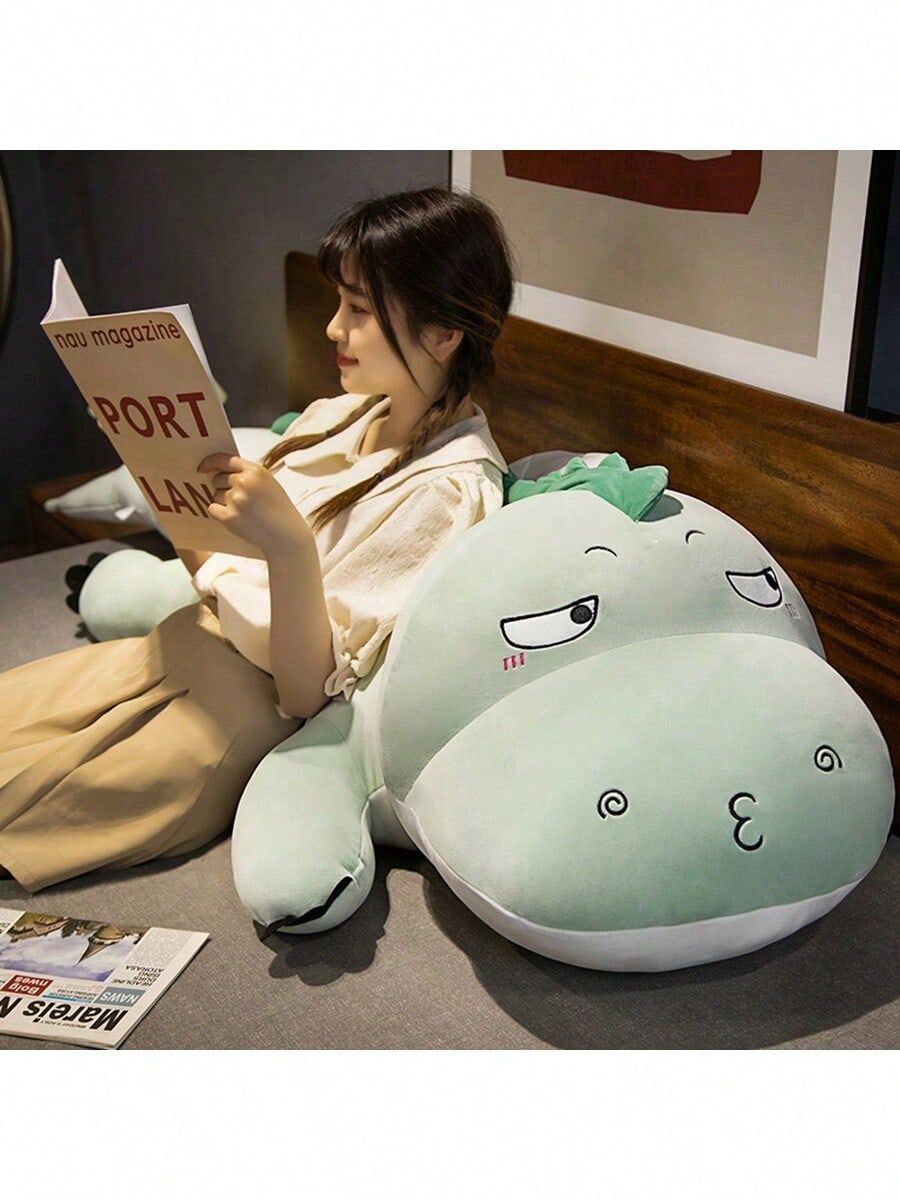1個 39インチ かわいい恐竜ボディピロー 緑の恐竜ぬいぐるみクッション 子供の誕生日プレゼント 寝具の相棒ぬいぐるみ