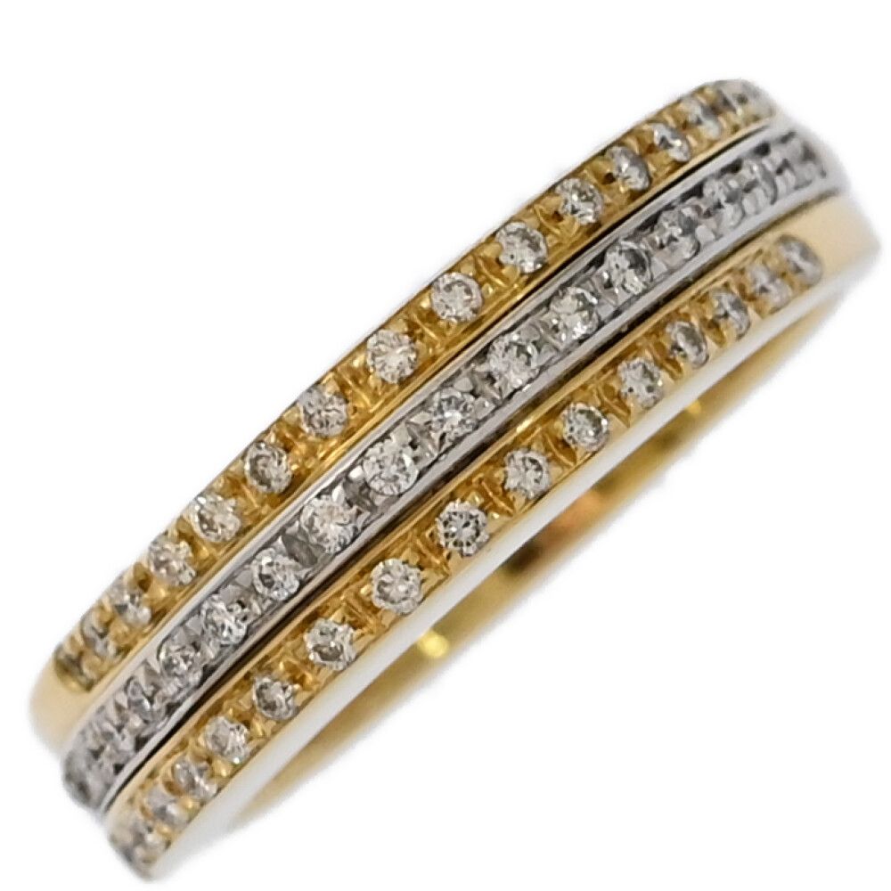 0.37ct|Ponte Vecchio ポンテヴェキオ 3連セッティング･ダイヤモンドリング･指輪|K18Y W|750 2カラー-13.0g|15号| 55 ♀ S レディース 589679