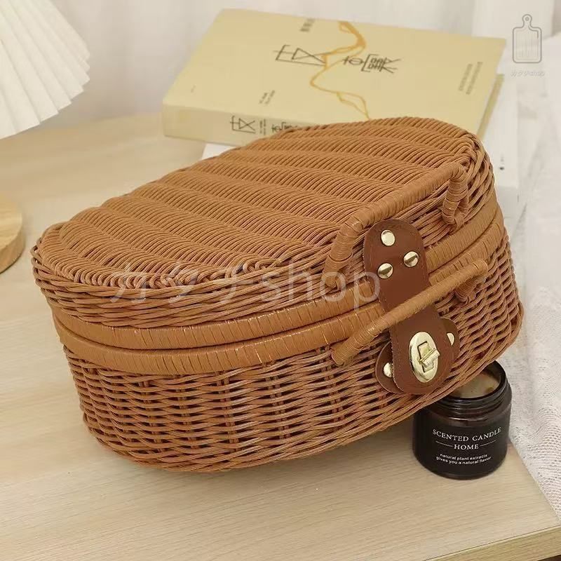かごバッグ 丸型 YDM 受注製作 バスケット Lacak Basket丸型かごﾊﾞｯｸﾞS: フラワーベース・鉢カバー ｜ 特集掲載》Lサイズ まるいかごバッグ Round basket L 2way バッグの通販