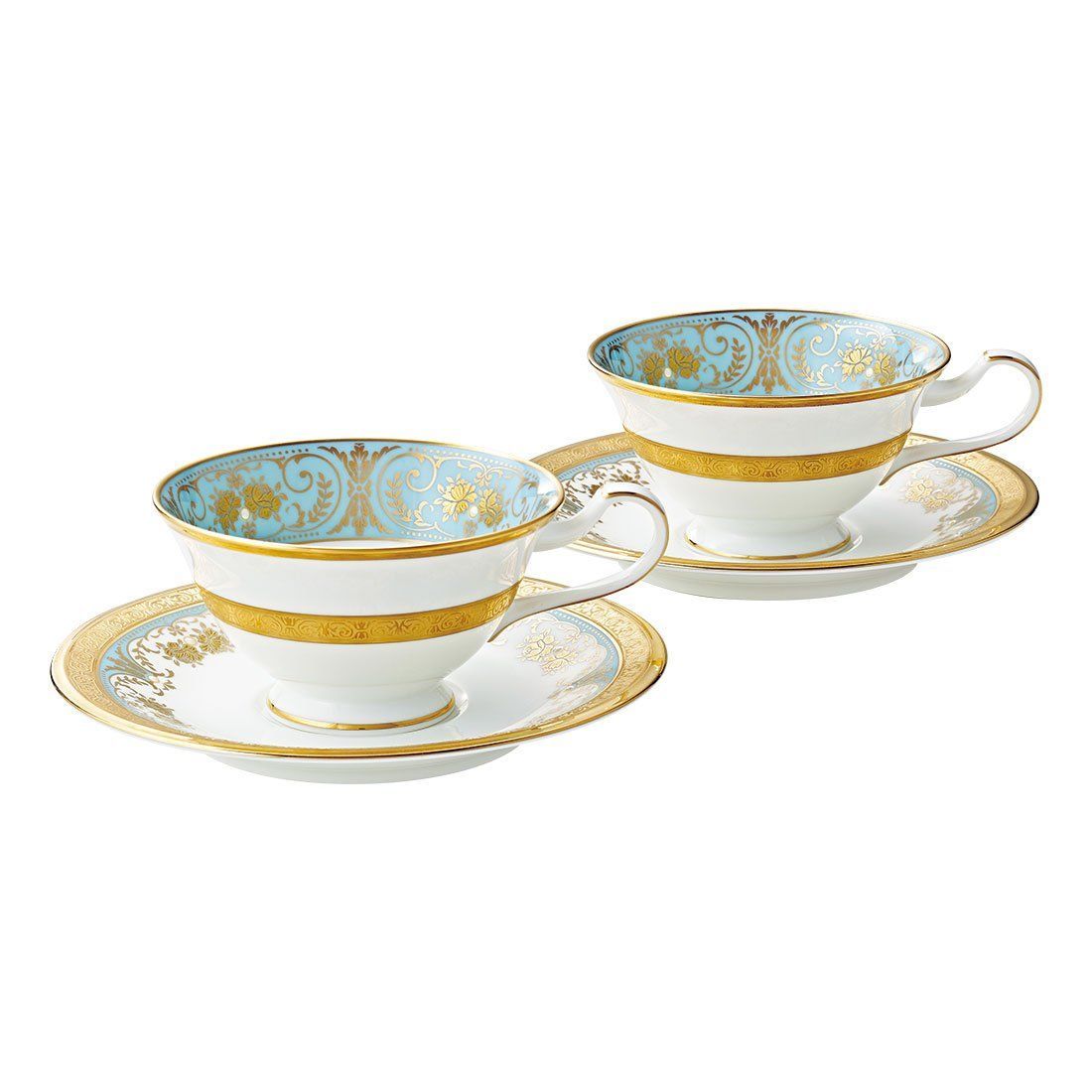 Color 05 カップ-ソーサー ペア Noritake ノリタケ カップ - ソーサー ペアセット コーヒー ティー 兼用 220cc ジョージアンターコイズ 2客 ボーンチャイナ P59587|4857