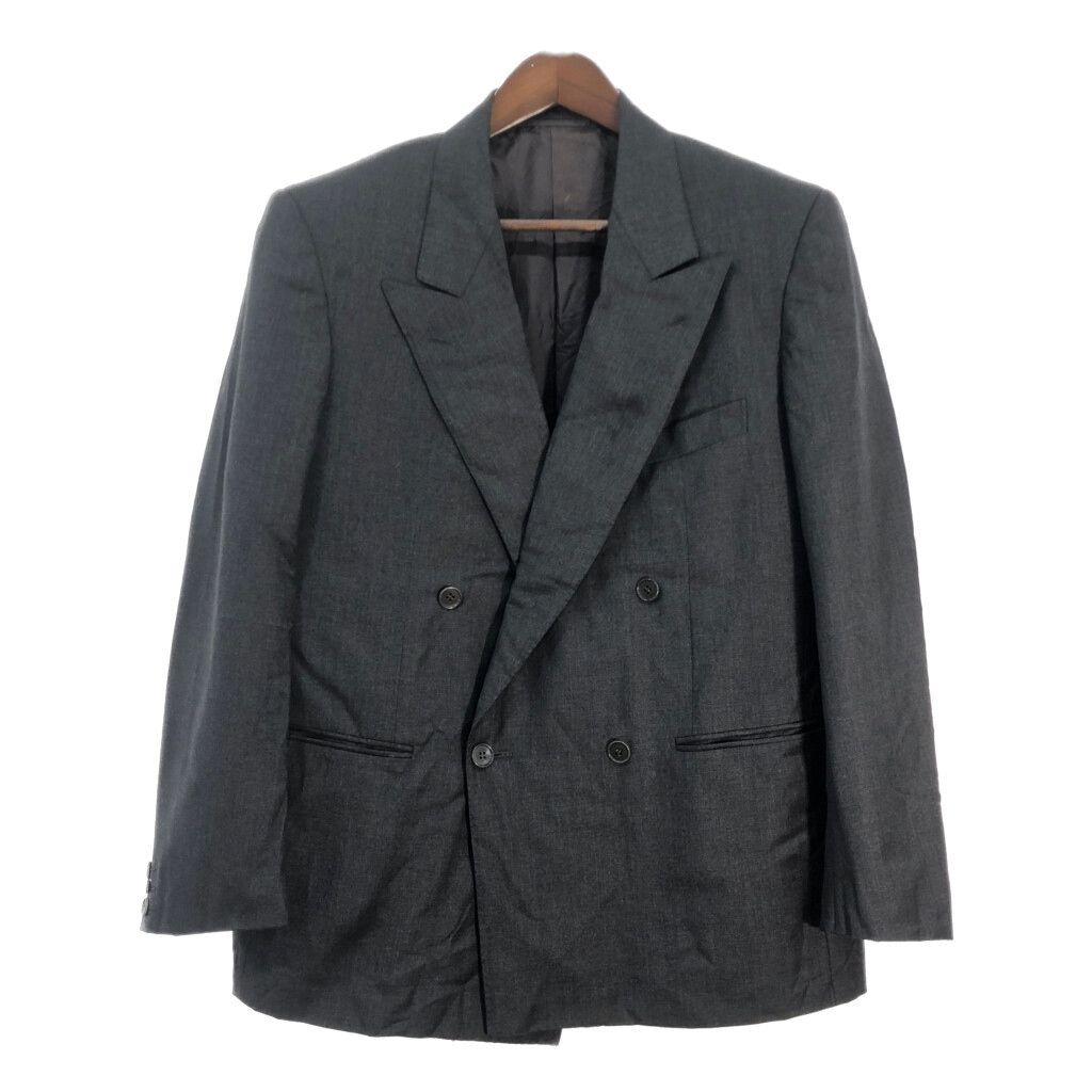 80年代 イタリア製 Christian Dior クリスチャン ディオール ダブルブレスト テーラードジャケット グレー (メンズ 48 R) 中古 古着 T4716
