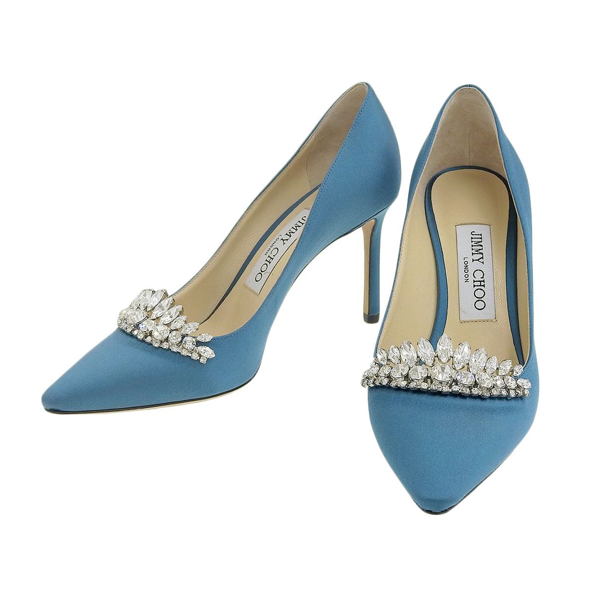 ジミーチュウ クリスタル ビジュー サテン ハイヒール パンプス サテン レディース ブルー JIMMY CHOO アパレル 小物