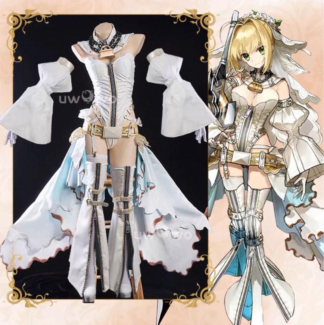 FGO 第二再臨 ネロブライド コスプレ衣装+武器次元電台FGO FGO 第二再臨 ネロブライド コスプレ衣装+武器次元電台FGO