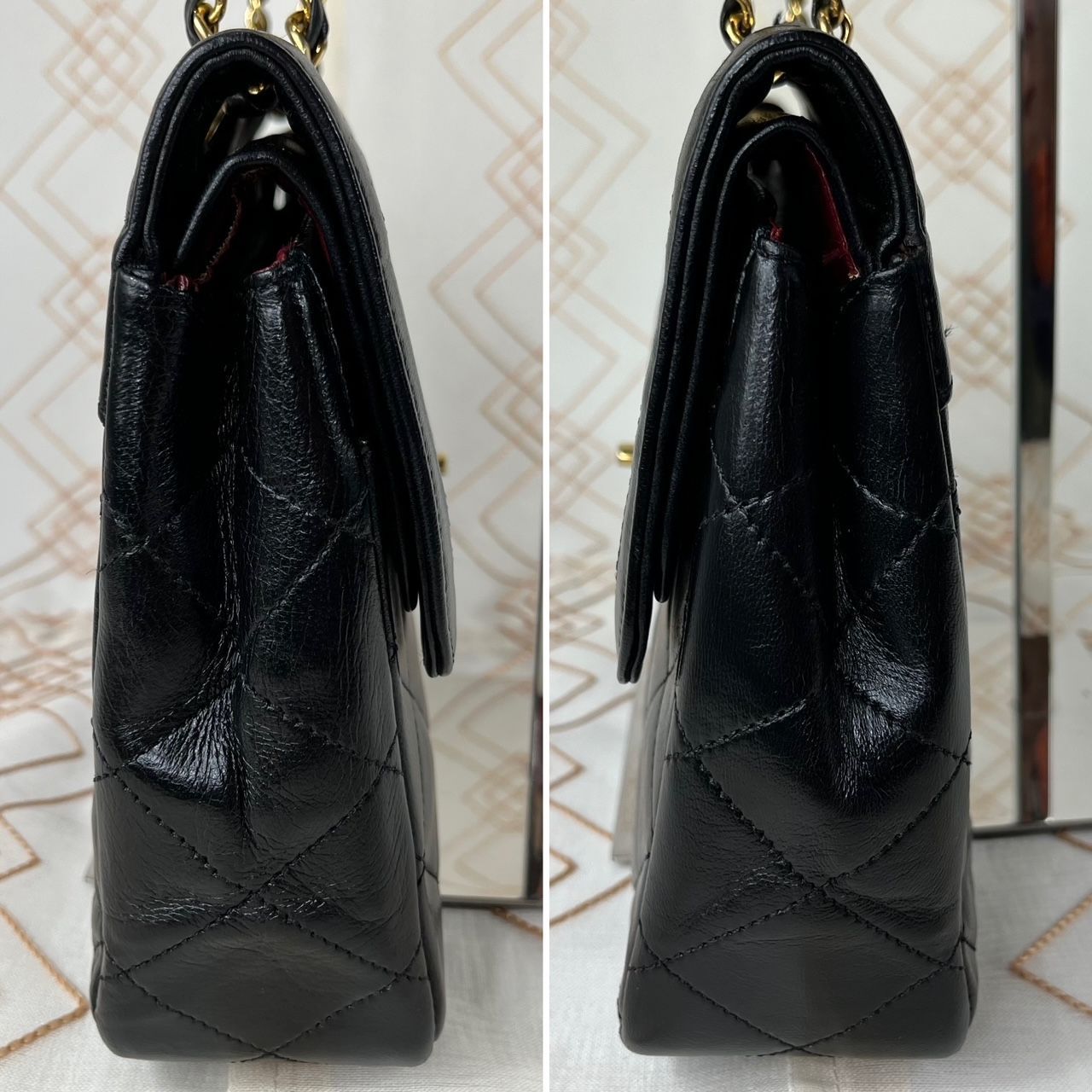 CHANEL シャネル マトラッセ 25 ラムスキン レザー Wチェーン W 