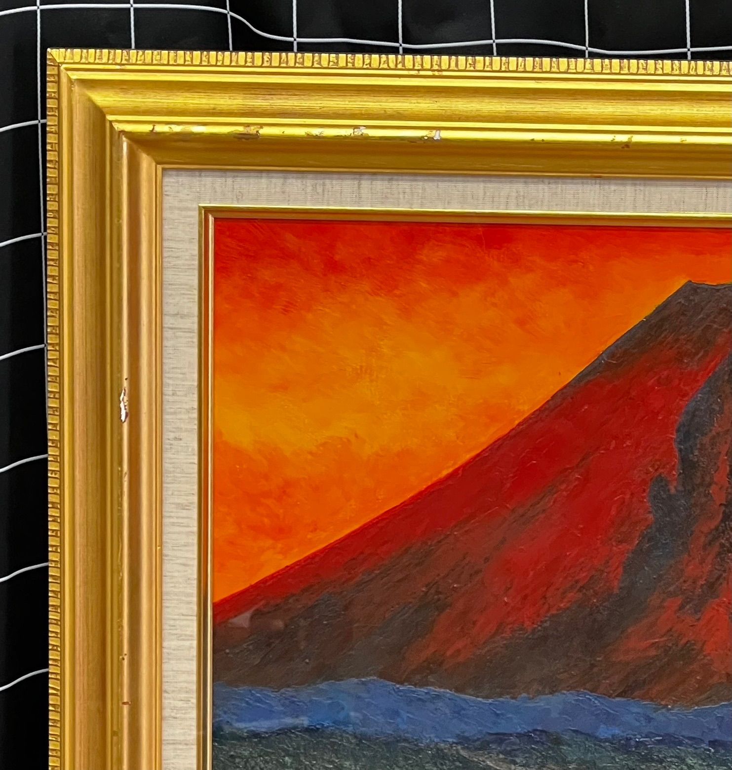 油彩画 油絵 高山勝雄 【朝の風景 富士山】 F10号 赤富士 額縁 額装 インテリア 直筆サイン 裏書あり - メルカリ