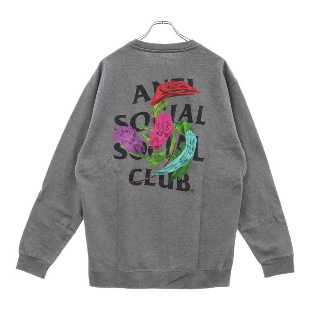 ANTI SOCIAL SOCIAL CLUB (アンチソーシャルソーシャルクラブ) ローズ プリント クルーネック スウェット トレーナー グレー