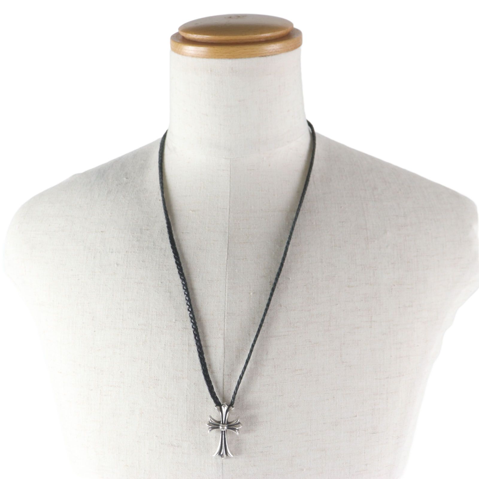 美品▽CHROME HEARTS クロムハーツ スモールCHクロス レザー