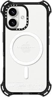 CASETiFY バウンス MagSafe対応 iPhone 16 ケース 耐衝撃性 | 6.5mからの落下試験をクリア MIL規格6倍相当 | ワイヤレス充電およびMagsafe対応 - PP-03 White - クリア ブラック