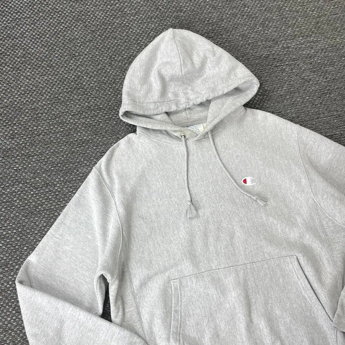 【雷市場（ポンジャン）商品韓国直送】 Champion(チャンピオン) リバースウィーブ メランジュグレー ベーシック 裏起毛 フード付きTシャツ M