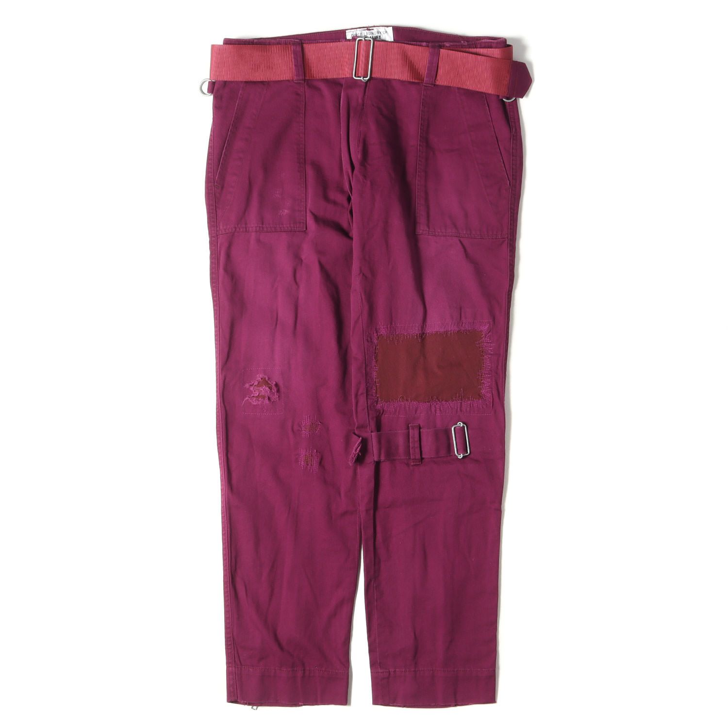 PEEL-LIFT ピールアンドリフト パンツ サイズ S ダメージリペア加工 ボンテージト ラウザー パンツ damaged bondage trousers バーガンディー ボトムス ズボン メンズ