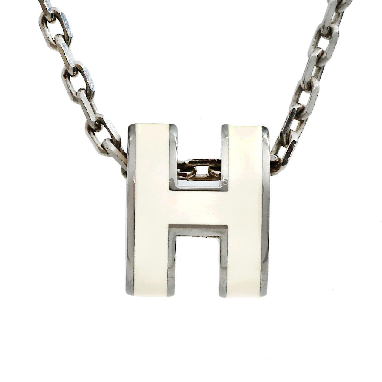 HERMES エルメス ミニポップアッシュ ネックレス メタル ホワイト 