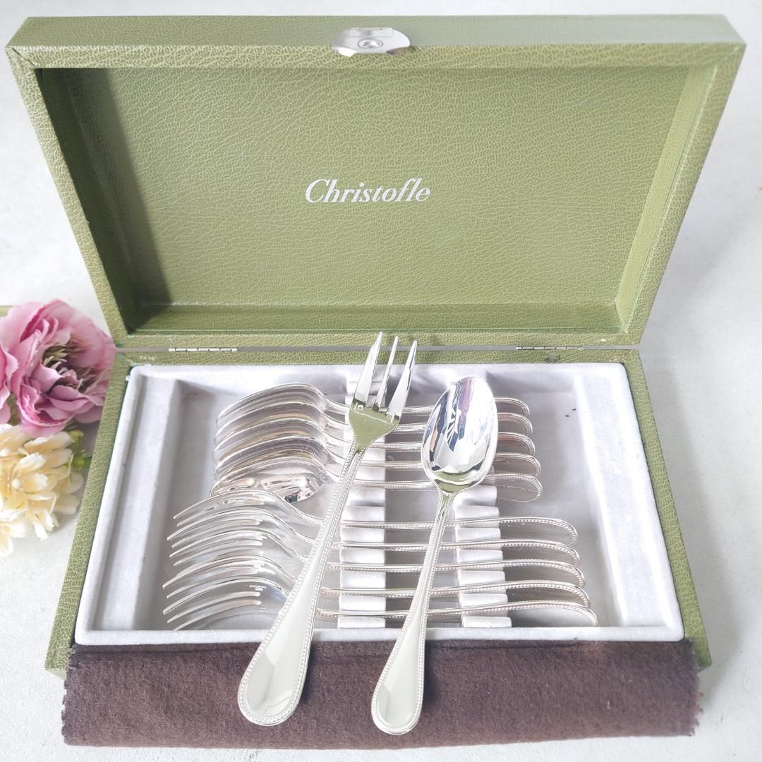 クリストフル パール ケーキフォーク コーヒースプーン 12点 き