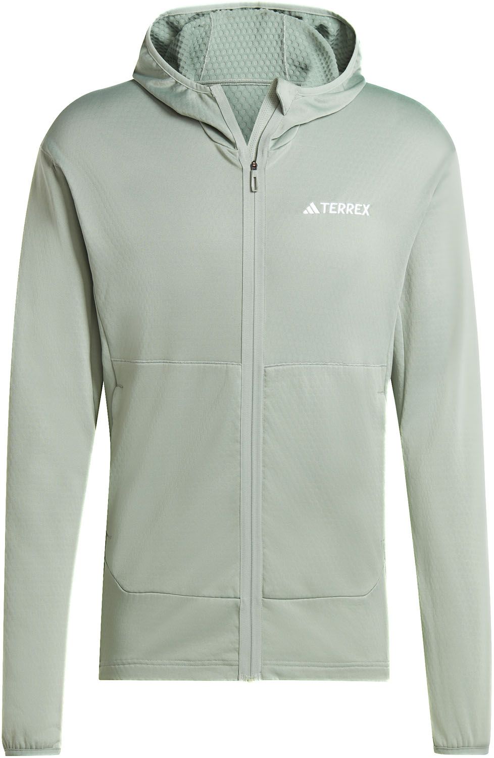アディダス adidas アウトドア テレックス XPERIOR ライトフリースフード付きジャケット ジュニア フリース ミッドレイヤー フリースジャケット フーディー スリムフィット フルジップ MKW66 IQ3718 シルバーグリーン