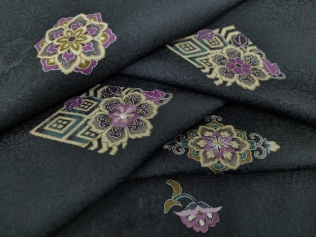 平和屋着物●上質な小紋 刺繍 花菱文 金彩 正絹 DAAS3381ps