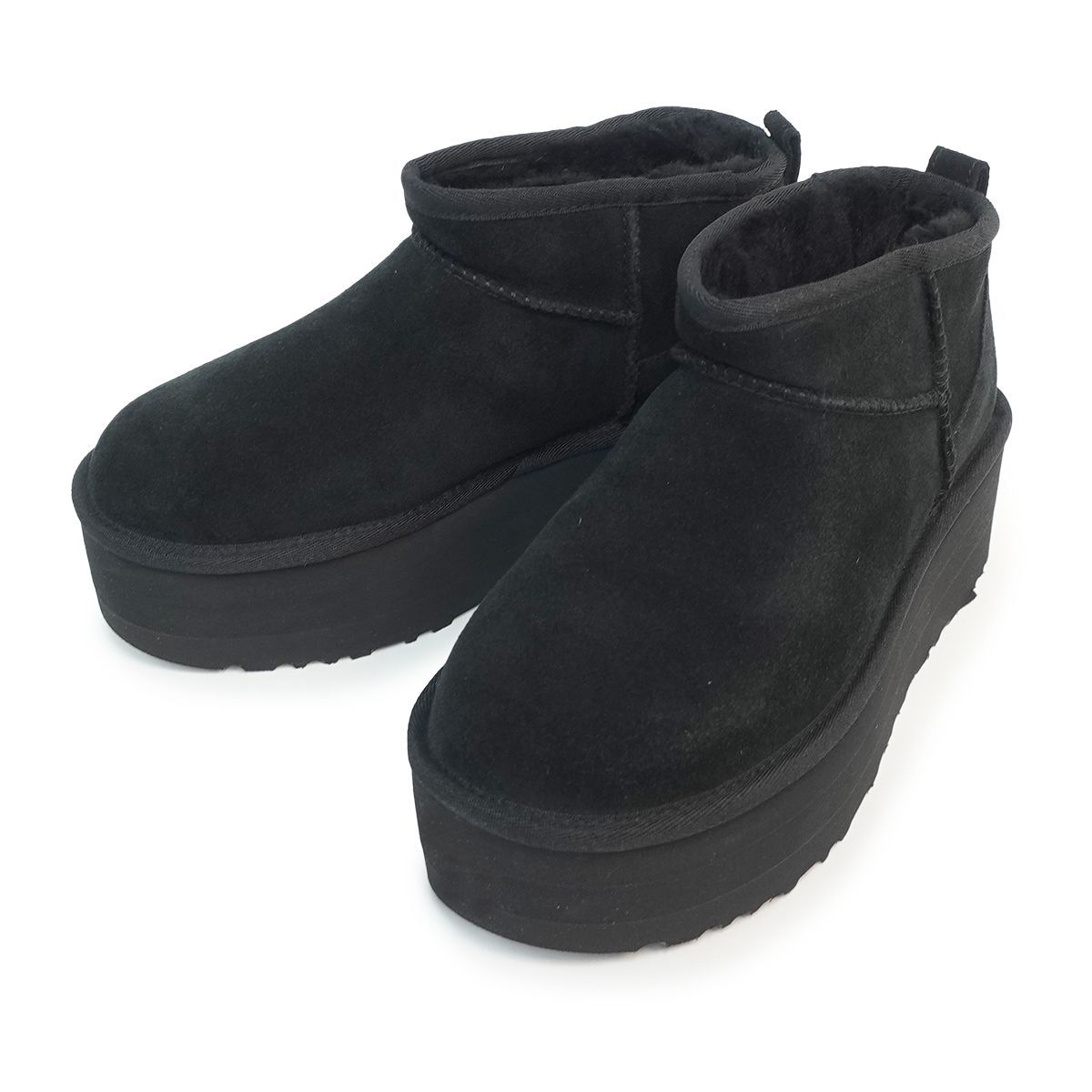 UGG ムートンブーツ 黒 未使用 サイズ8 25.0cm 生易しい